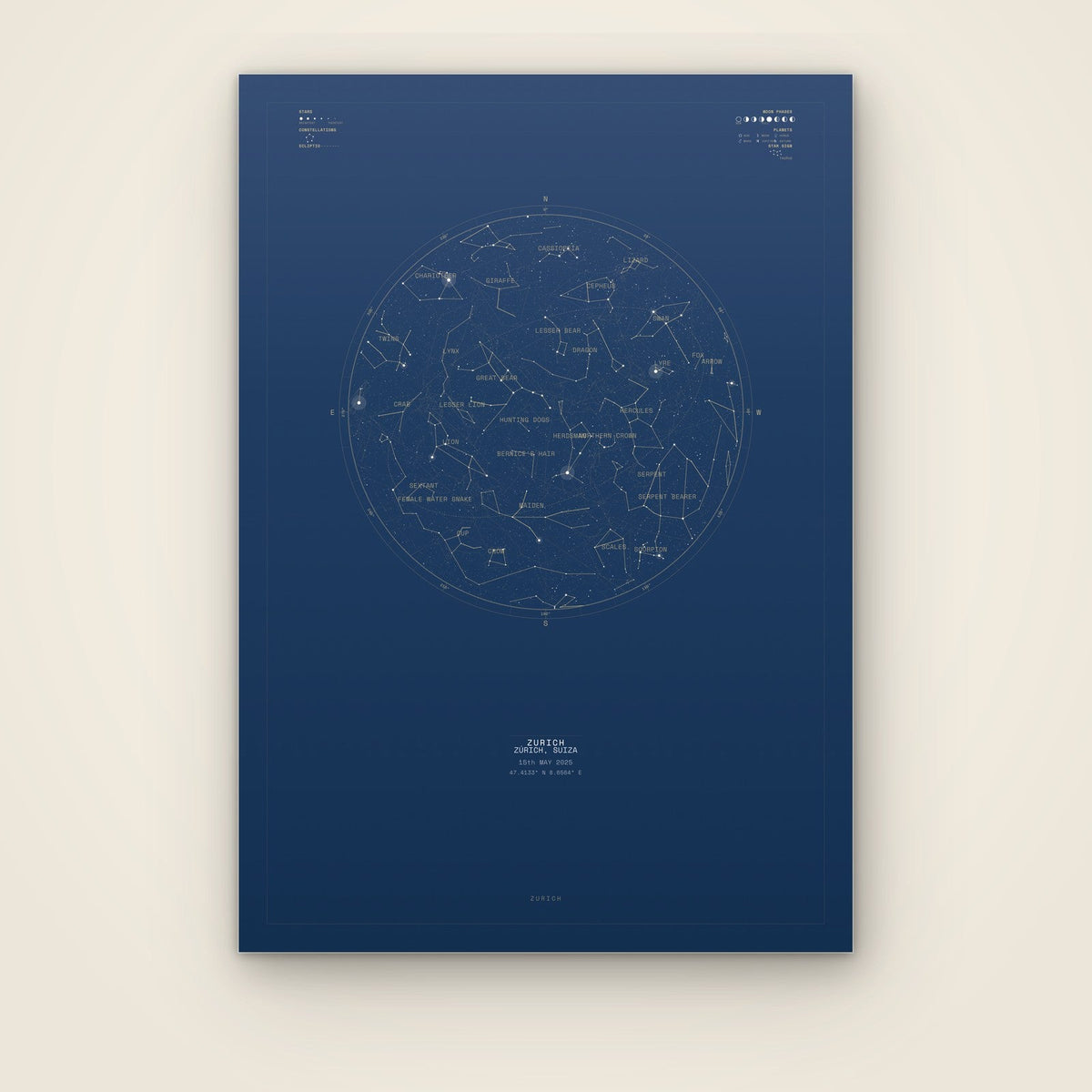 Night Sky star map print, unframed — sample sky
